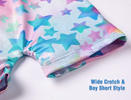 tenvda leotards for girls gymnastics kids children biketard with shorts sparkly unicorn dance unitardsmultiple colors