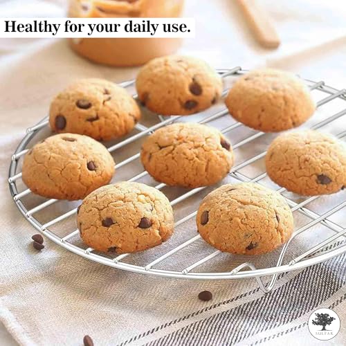 Image of Sulfar Round Cooking Rack, Baking Cooling Steaming Grilling Rack Stainless Steel, Fits Air Fryer /Stockpot /Instant Pot /Pressure Cooker /Round Cake Pan, Oven & Dishwasher Safe