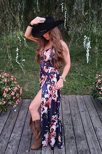 Image of II ININ Women's 2025 Maxi Sundresses Summer Beach Long Wrap V-Neck Floral /Solid Casual Dress for Women