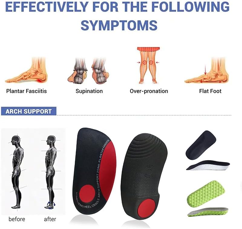 Miniatura 8 de Plantillas para fascitis plantar - Comodidad para hombres y mujeres, soporte de arco alto ortopédico, 12 inserciones, recomendado por podólogos,