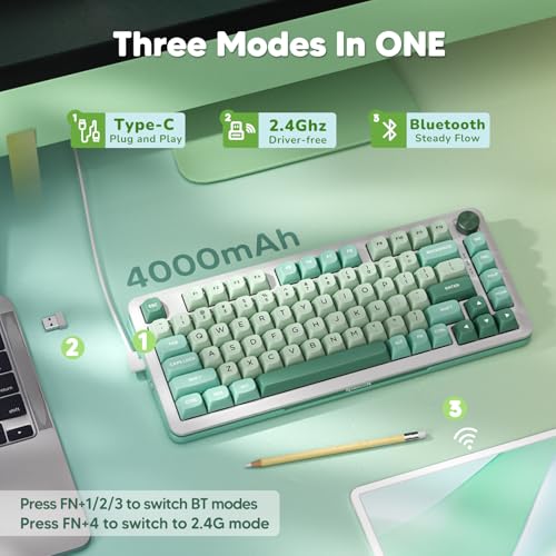 Image of Redragon K681 Wireless Mechanical Keyboard, Gasket Mounted RGB Gaming Keyboard with Volume Knob, MDA-Profile, Pre-Lubed Linear Switches, 81 Keys 75% Tri-Mode Hot Swappable for PC /Xbox /Ps4 /5
