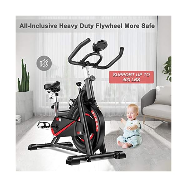 RELIFE-REBUILD-YOUR-LIFE-Exercise-Bike-Indoor-Cycling-Bike-Fitness-Stationary-All-inclusive-Flywheel-Bicycle-with-Resistance-for-Gym-Home-Cardio-Workout-Machine-Training-New-Version RELIFE REBUILD YOUR LIFE Exercise Bike with Adjusable Resistance & Comfortable Seat Indoor Stationary Cycling Bike with LCD Monitor Fitness Bicycle with Heavy Duty Flywheel for Home Gym Cardio Workout Machine New Version, Weight Capacity 400LBS