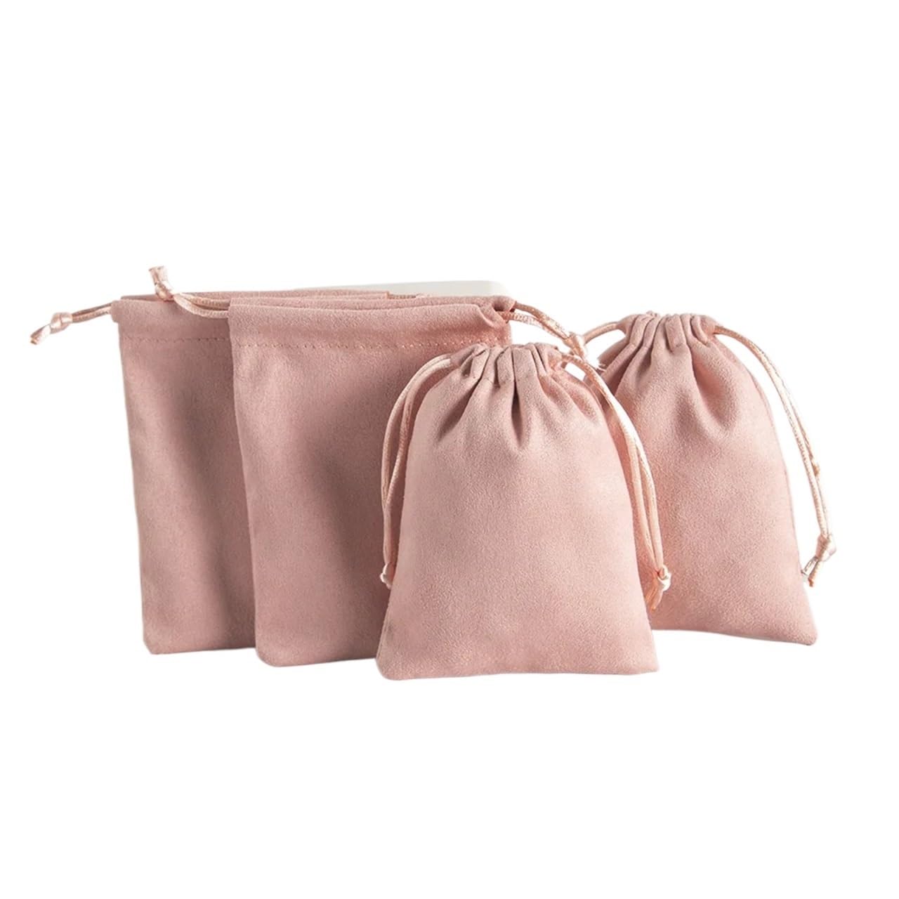 Bolsa pequeña de franela rosa con cordón para envolver regalos de joyería