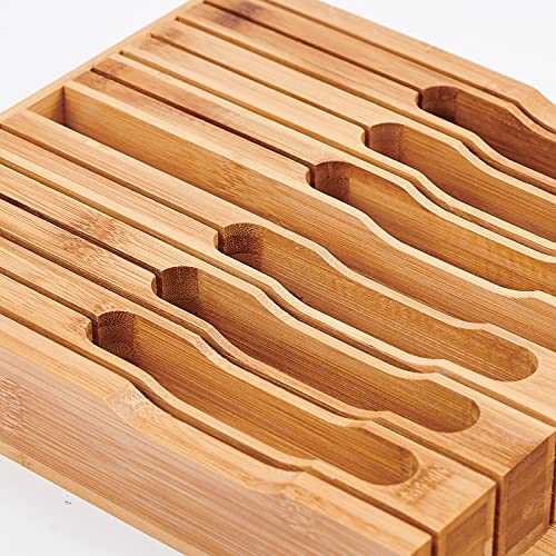 Utoplike In-Drawer Bamboo Knife Block Draweac Knife Organizer And Holder,Store Up To 12 Knives And 1 Sharpening Steel (Not Included) #TOP6