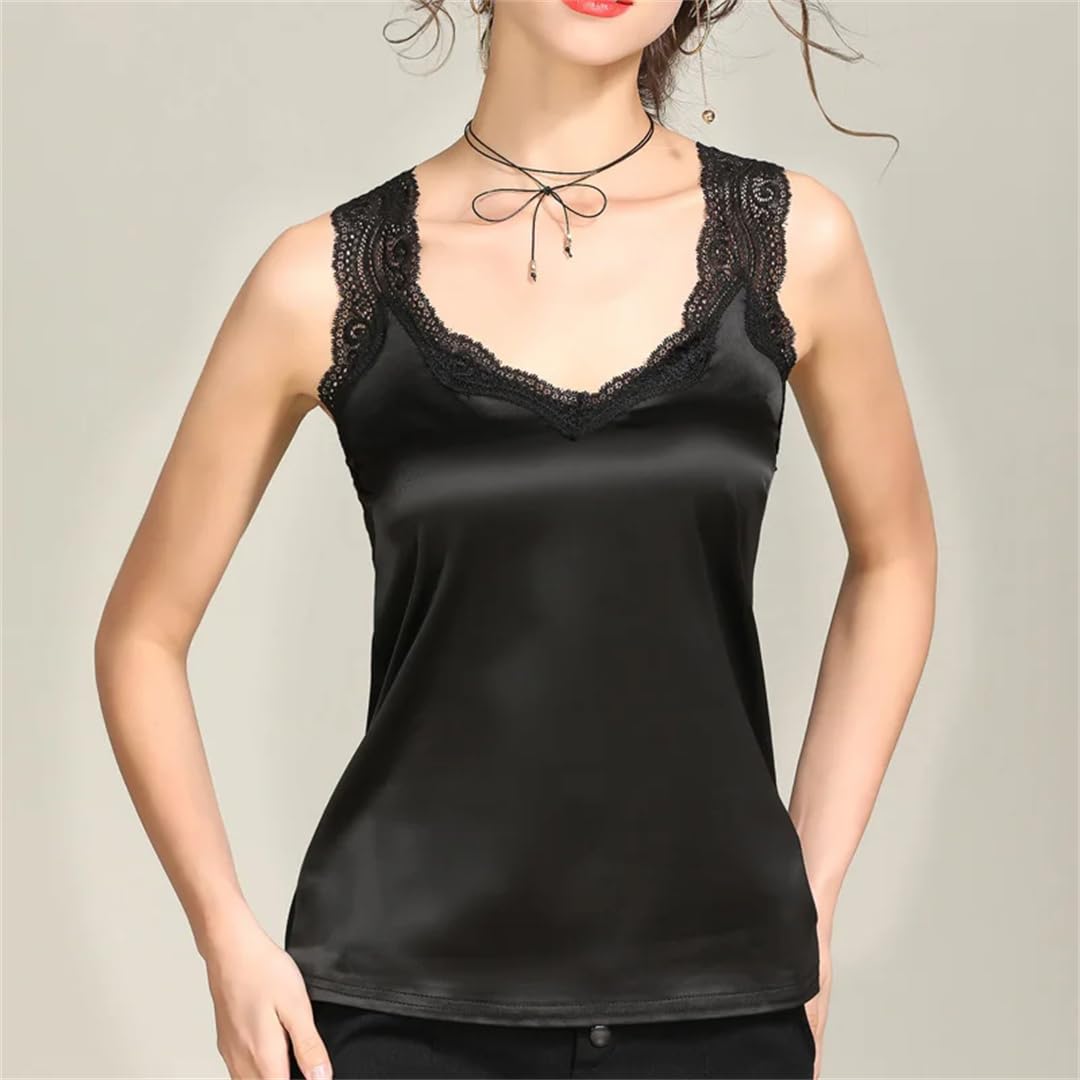 Camicette estive da donna in seta con scollo a V tinta unita