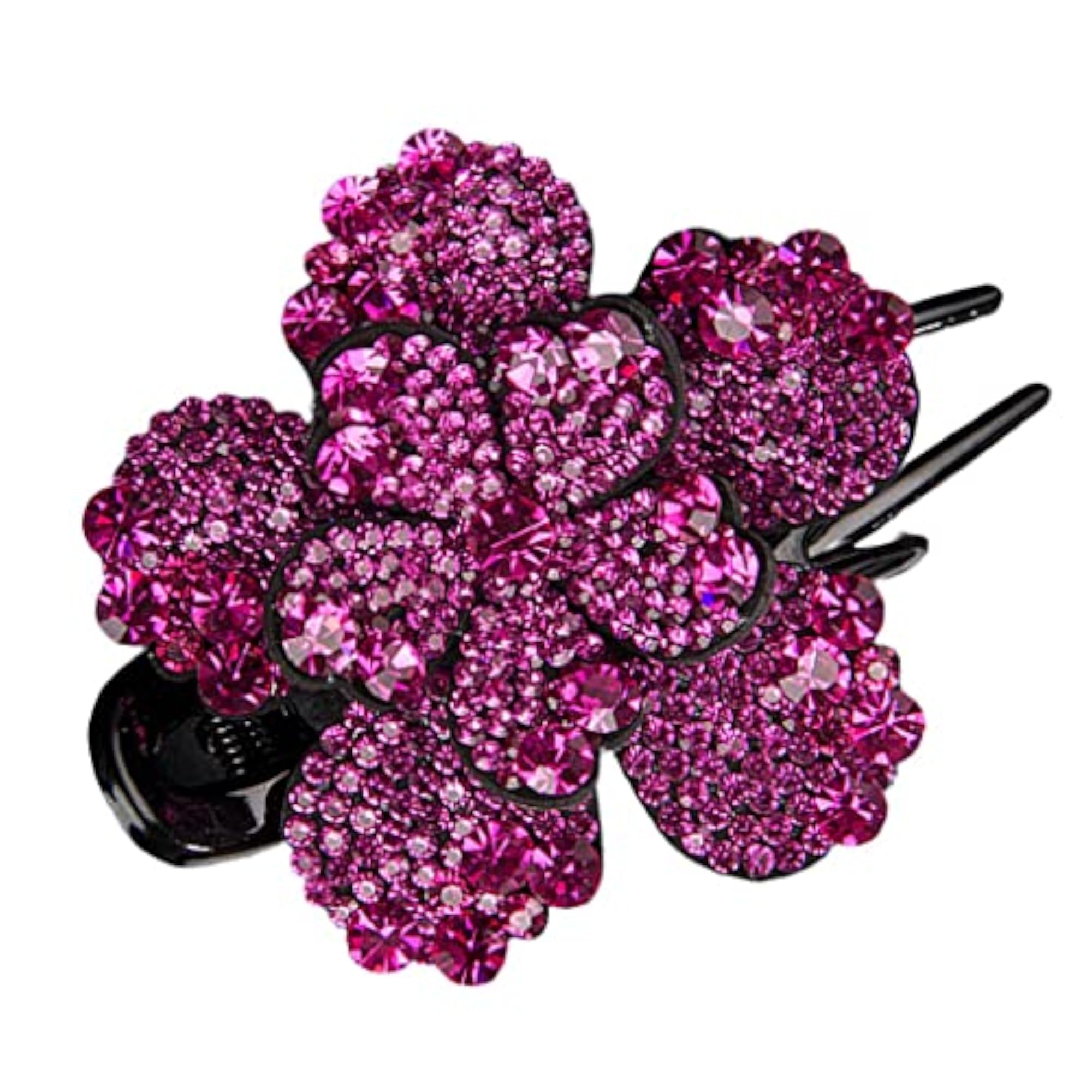 Crystal Hair Claw Clip for Women, Rose Red