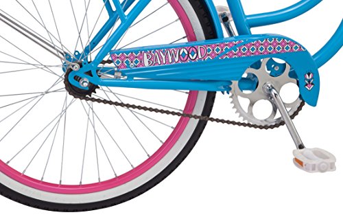 Schwinn Baywood Cruiser Bike, Featuring Steel Step-Through Frame And Single-Speed Drivetrain With Full Wrap Fenders, 24-Inch Wheels, Bright Blue #TOP5