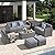 Super Patio 10 Piece Patio Furniture Set, PE Wicker Outdoor Conversation Furniture Set with Ottomans, Storage Box, Coffee Table, Cushions, Clip, Sectional Rattan Sofa for Garden, Porch, Backyard, Grey