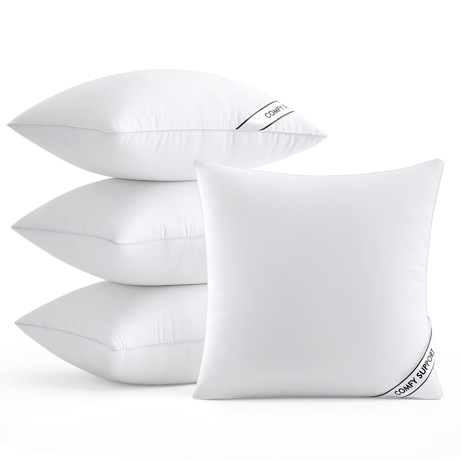 MIULEE 18x18 Inch Pillows Inserts, Pack of 4 Down Alternative Virgin Filling Comfy Support Throw Pillows for Sofa Couch Bed