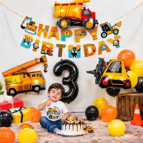 Image of 3rd Birthday Construction Theme Decoration Set, Pack of 20 Pcs