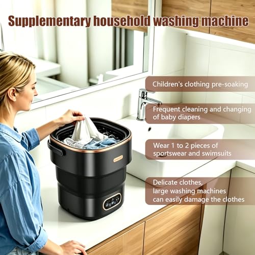 Image of 20L Mini Portable Washing Machine,Foldable Portable Washer Mini Lavadora Portatil for Apartment,RV,Camping,Travel - Wash Baby Clothes, Underwear,Bra Separately to Keep Clean and Healthy