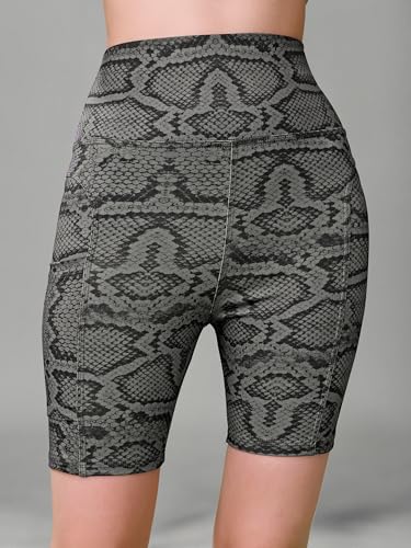 Image of Women's Polyester Stretchable Gym Shorts with Side Pockets High Waist Slim Fit Above Knee Length Activewear Tights Gym Fitness Cycling Running Yoga Shorts for Women