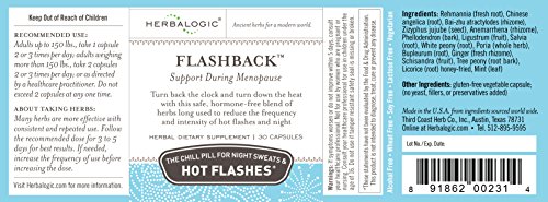 Image of Herbalogic - Flashback Herb Capsules - Natural Relief for Menopausal Hot Flashes, Night Sweats, Sleeplessness, Irritability & Mood Swings - 30 Cap Count