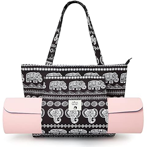 WLLWOO WLLWOO Yoga Bags for Women with Yoga Mats Bags Carrier Carryall Canvas Tote for Pilates Shoulder for Travel Office Beach Workout Cover