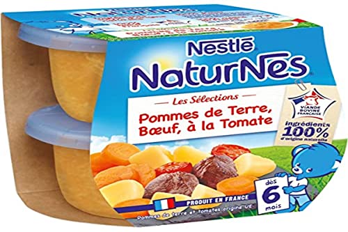 Nestlé NATURNES Les Sélections Pommes de Terre Boeuf à la Tomate Petit Pot Salé dès 6 Mois 2 x 200 g - Lote de 6