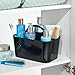 mDesign Small Plastic Shower/Bath Storage Organizer Caddy Tote with Handle for Dorm, Shelf, Cabinet - Hold Soap, Shampoo, Conditioner, Combs, Brushes, Lumiere Collection, Black