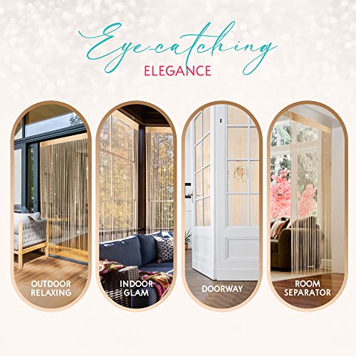 Blissful Bungalow BB-01 Glitter String Curtains - 2 Pack - 200 Strands Of Gold Sequin Glittering Joy thumb #3