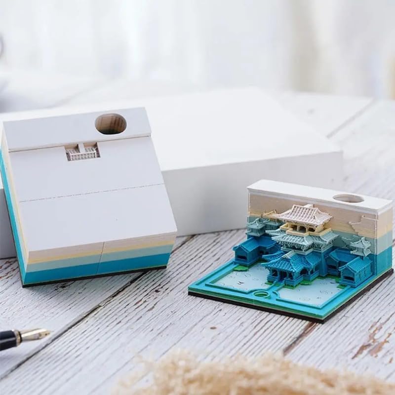 3D Notepad Chinese Heavenly Palace Sculpture Memo Pad Office Decor School Tools Pen Holder Creative Christmas Birthday Gift Paper Carving Art DIY Cubes Notepad