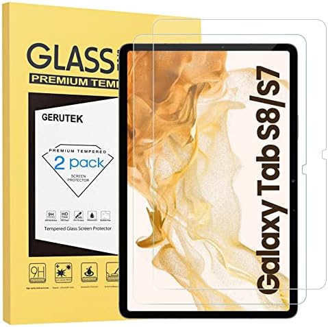 Gerutek [2-Pack Screen Protector for Galaxy Tab S8 (SM-X700/X706)/ Samsung Galaxy Tab S7 11 lnch (SM-T870/T875) Tempered Glass [Ultra Clear] [Anti Scratch] [[9H Hardness] for Samsung Tab S8/S7