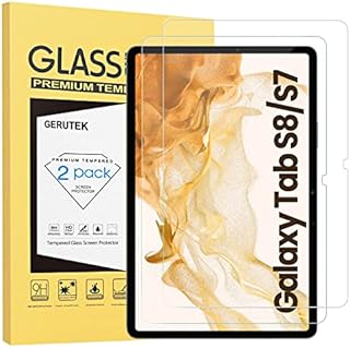 Gerutek [2-Pack Screen Protector for Galaxy Tab S8 (SM-X700/X706)/ Samsung Galaxy Tab S7 11 lnch (SM-T870/T875) Tempered Glass [Ultra Clear] [Anti Scratch] [[9H Hardness] for Samsung Tab S8/S7