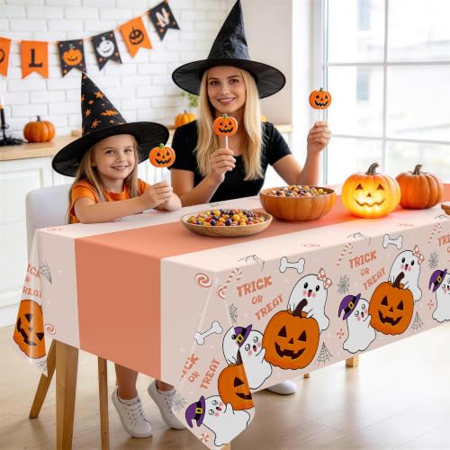 Image of Childom 3 Pack Halloween Tablecloth Rectangle Table,Halloween Decorations | 54 inch x 108 inch Disposable Plastic Tablecloths,Plastic Table Cover for Halloween Party Decorations,Halloween Party Supplies Favors