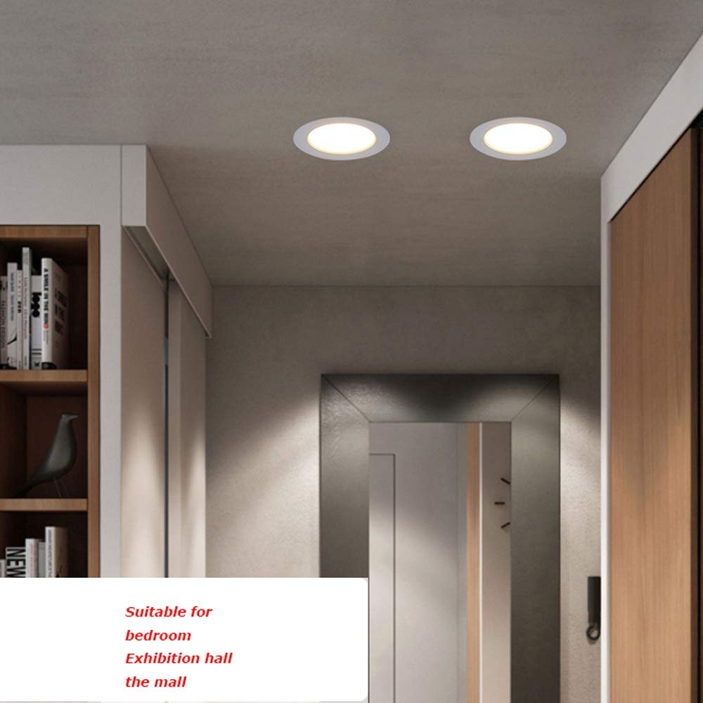 Panel de luz LED Empotrado para baño, Restaurante, iluminación Interior, iluminación del hogar, 5 W, 120 LM, Paquete de 1, cableado, Aluminio, acrílico, Acabado en níquel Mate, luz de Techo, tamaño d