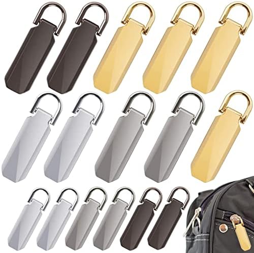Amindz 10 Tiretti Per Cerniera In Metallo - Ricambi Per Riparare Cerniere Di Vestiti, Valigie, Zaini - 5 Neri E 5 Argento, 3,7x1,1cm - 3