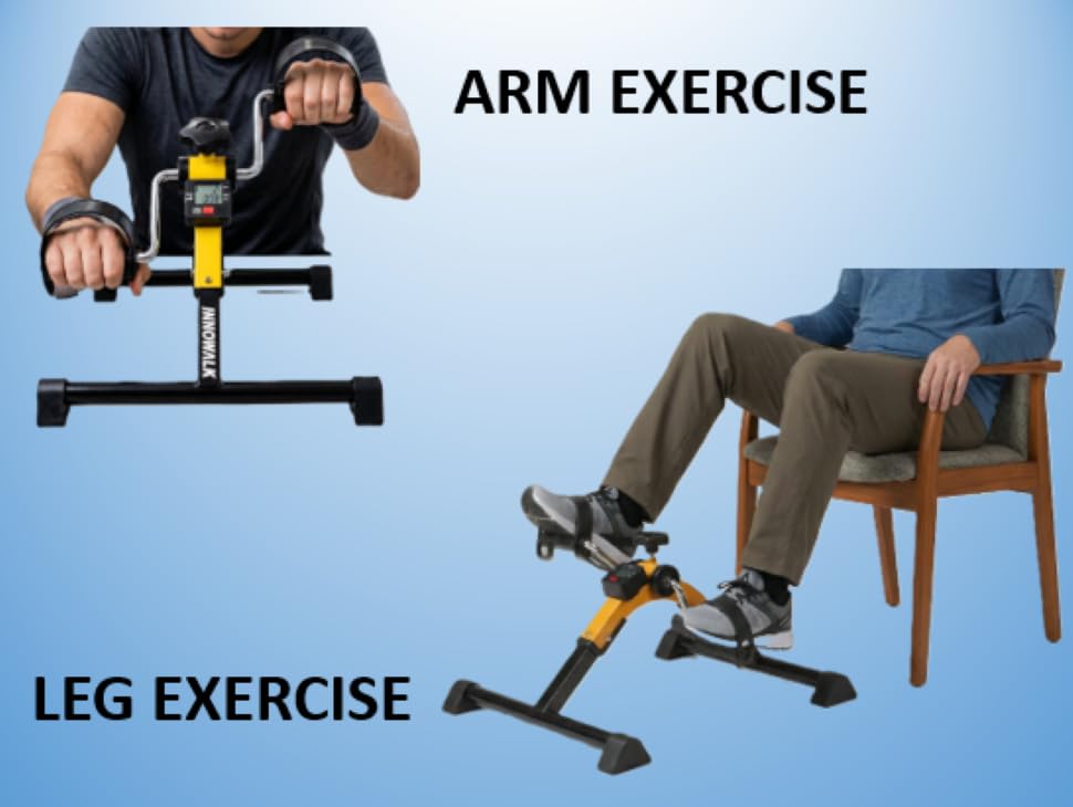 Image of Mini Pedal Exercise Cycle - Portable Under Desk Bike with Adjustable Resistance, LCD Monitor, Non-Slip Base for Arm & Leg Workout, Home & Office Fitness Trainer (Yellow /Black)