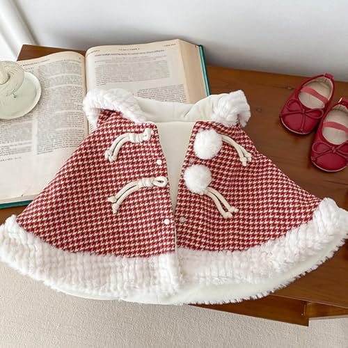 Little Girls Winter Cape for Girls Hooded Cable Knit Poncho Sweaters Toddler Holiday Pullover2