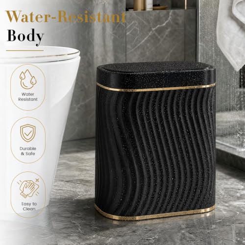 Image of Ogikey Bathroom Trash Can with Automatic Touchless Lid, 5 Gallon Smart Garbage Can Narrow Waterproof Trash Bin for Bedroom, Office, Living Room (5 Gallon-Black)