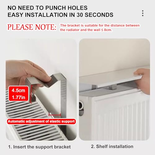 Cache-radiateur blanc avec étagère flottante sans perçage 70 cm - 8