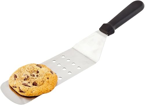 Restaurantware Met Lux - Espátula perforada, espátula para parrilla, hoja de 10 pulgadas, acero inoxidable, grado comercial, mango de plástico, caja