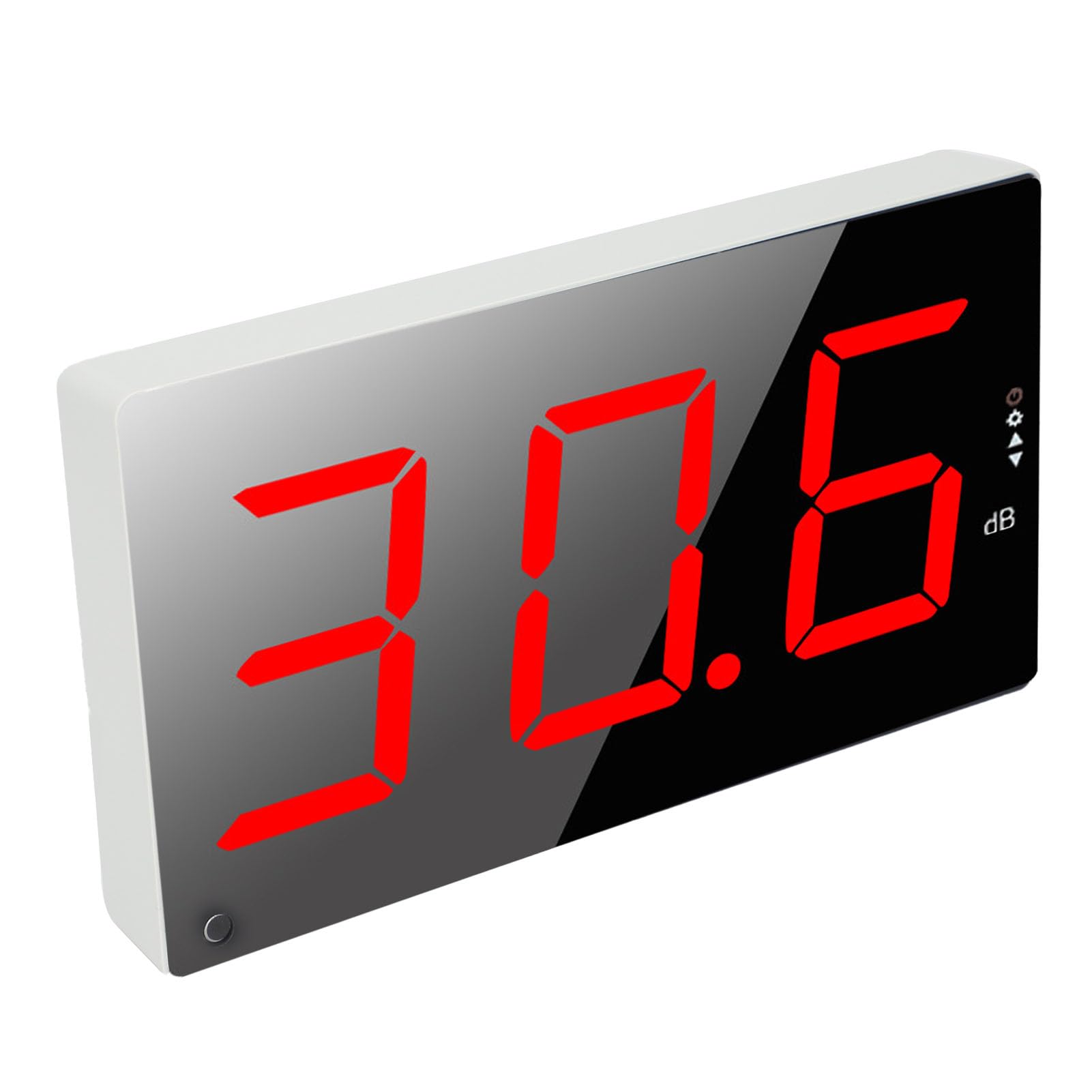 Misuratore di Decibel, Fonometro Digitale, Ampio Display LCD, Gamma DB, Allarme Sonoro, Design per Montaggio a Parete, per Uso in Classe e in Studio