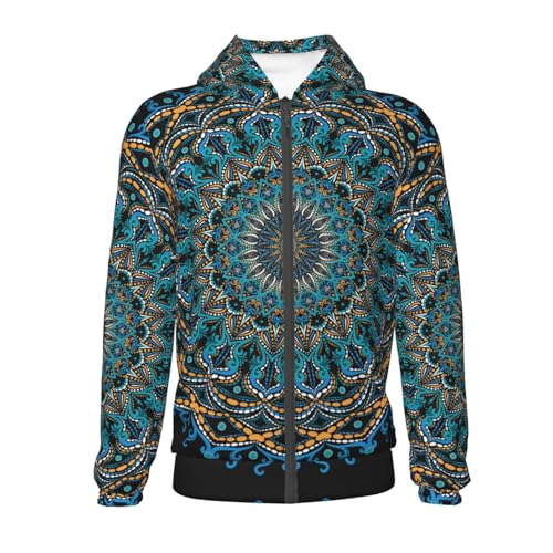 Mandala Kids Pullover Hoodies Boys Zip Up Sweatshirts Girls Athletic Clothes with Pocket2