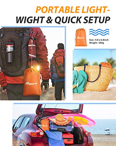 Beach Blanket,Bymore Sand Free Giant Beach Blanket Mat(9'x10') for 7-10 Adults,Waterproof Sandproof & Lightweight Oversized Picnic Beach Mat with 6 Stakes for Travel Camping Hiking and Music Festivals - Thumbnail 4