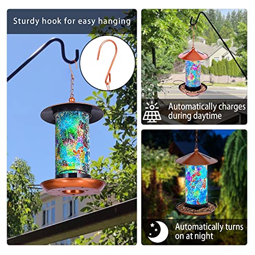 XDW-GIFTS-Mosaic-Solar-Wild-Bird-Feeder-Waterproof-Lantern-Shape-with-S-Hook-4-LED-Lights-Garden-Decor-for-Lawn-Patio-Balcony-Yard-Ornament-Unique-Gifts-for-Mom-Women-Grandma-Bird-Lovers