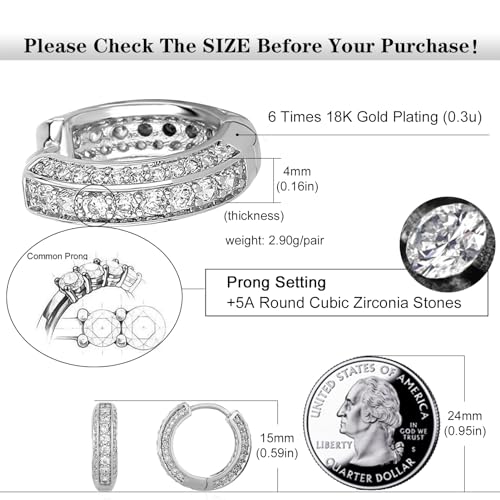 Gold Hoop Earrings for Women 18K Gold Plated Iced Out Silver Huggie Earrings for Men Hypoallergenic CZ Diamond Earrings2