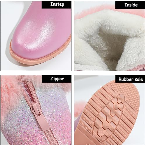 IWIHMIV Girl Winter Boots Toddler Girl Winter Boots Toddler Girl High Boots Kids Snow Boots Girls Mid Calf Warm Winter Boots2