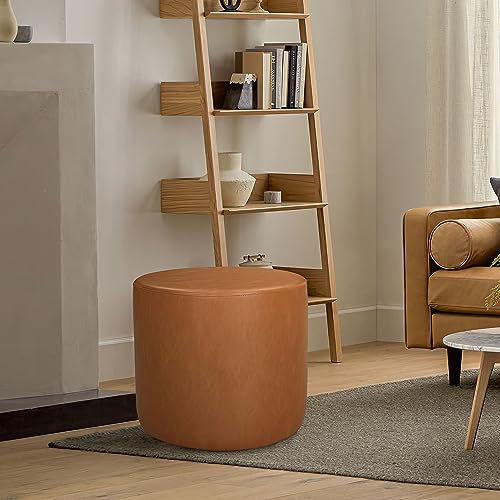 Lifestyle Solutions 19&rdquo; Wentworth Ottoman Round Faux Leather Bench, Stationary Ottomans, Backless...