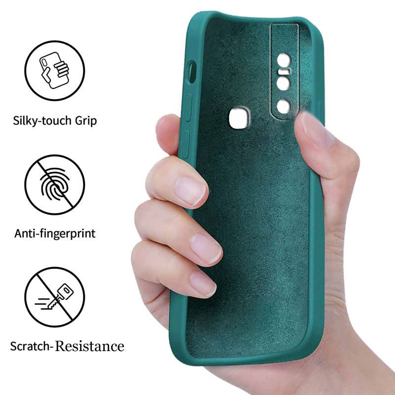 Image of A rtistque Liquid TPU Silicone Matte Shockproof Flexible with Camera Protection Soft Back Cover Case for Vivo V15 - Green