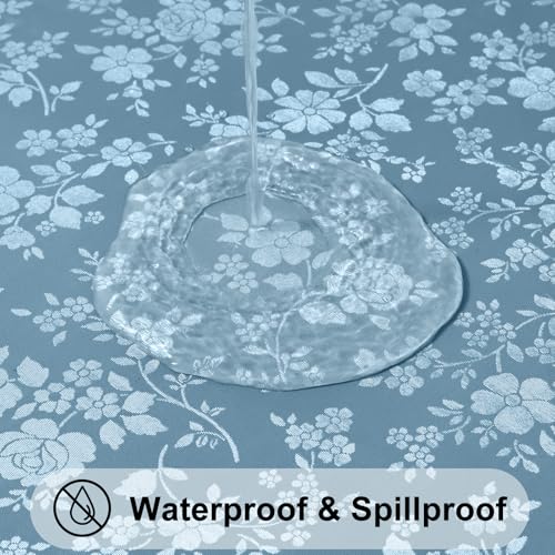 Image of Smiry Rectangle Table Cloth, Waterproof Heavy Duty Vinyl Tablecloths, Wipeable Washable Table Cover for Kitchen and Dining Room (Stone Blue, 54 inch X 78 inch)