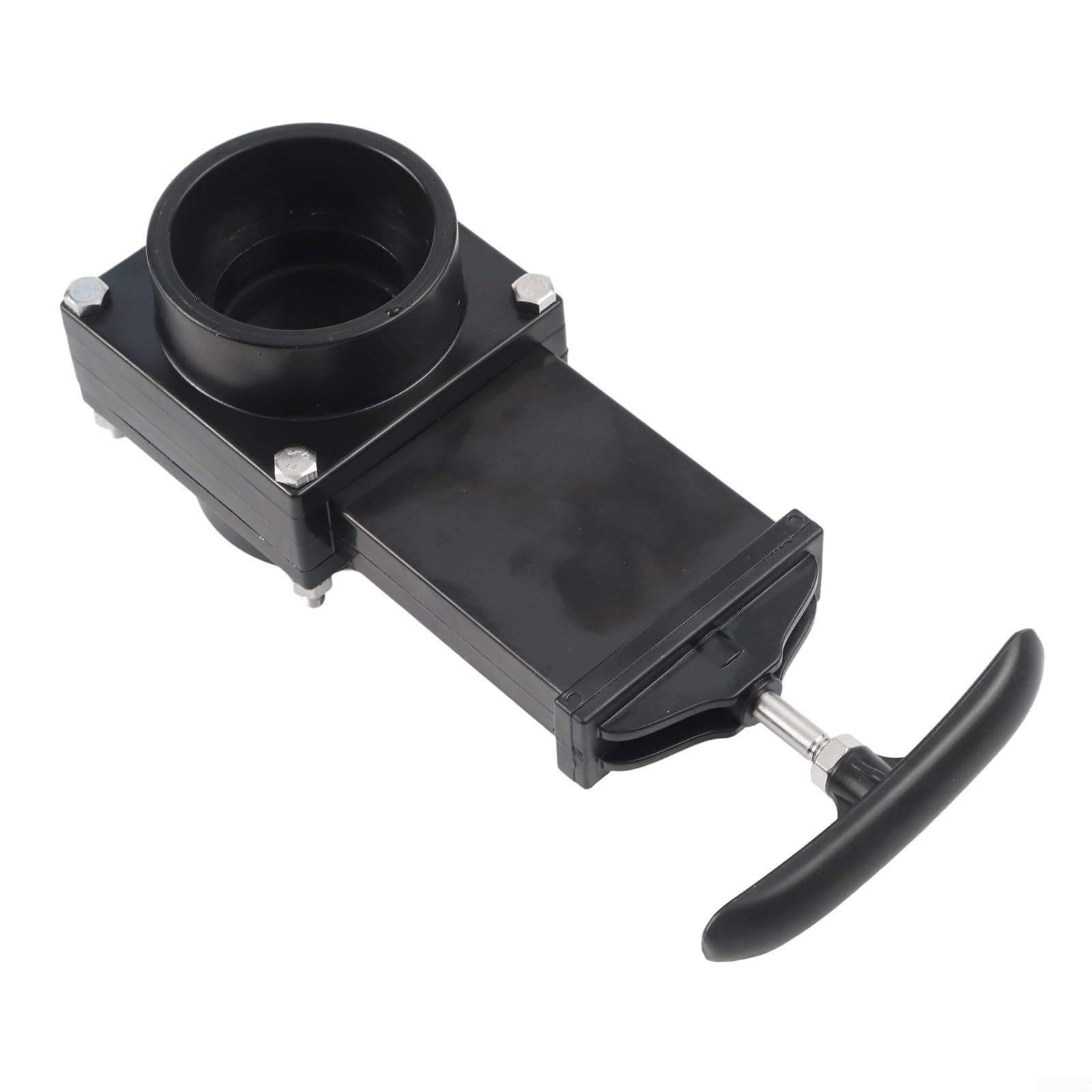 Alloggiamento valvola di scarico con maniglia per camper, 50 mm/75 mm, compatibile con attacchi standard a canale per camper e rimorchi, nero (75 mm)