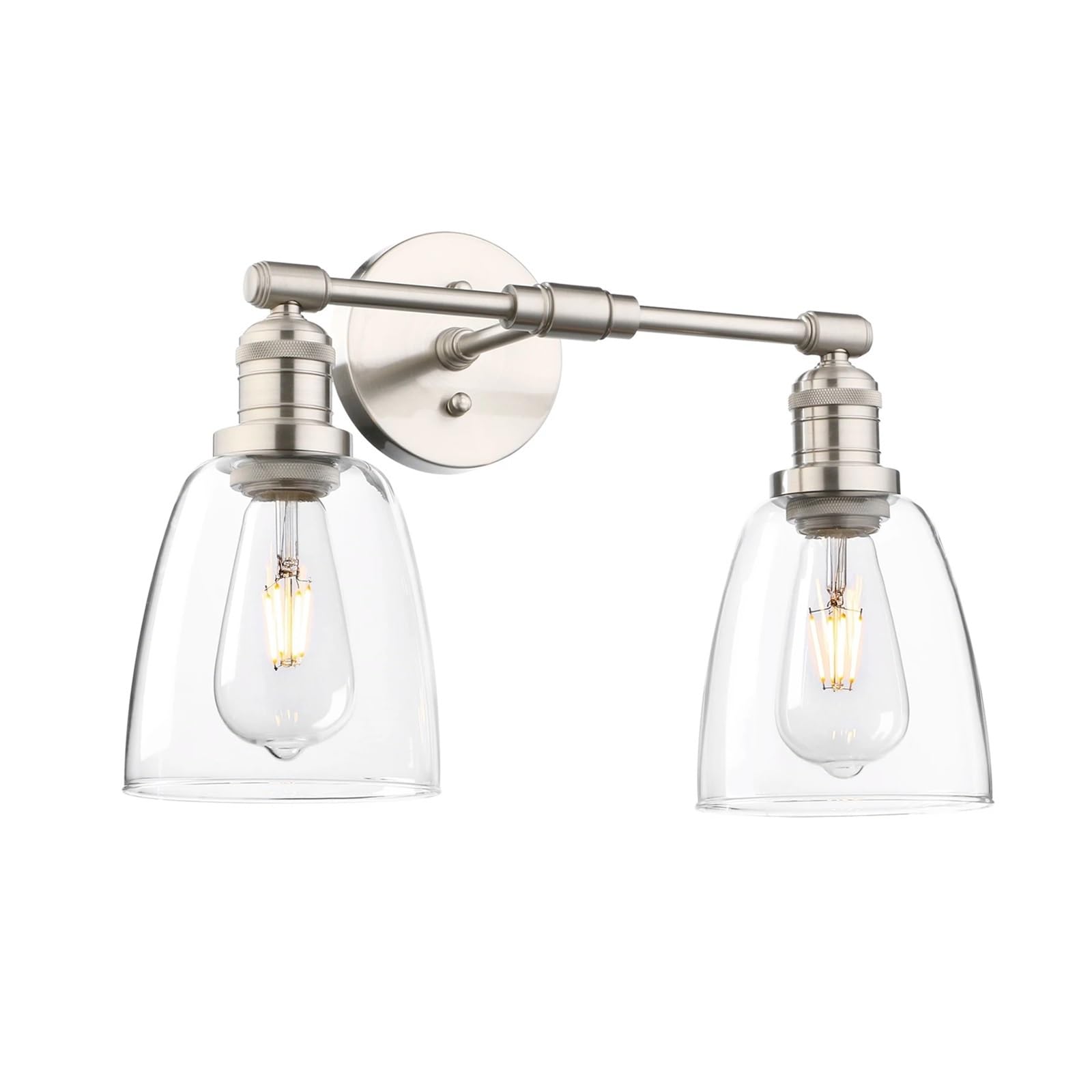 CWCQGH Wall Sconces, Industrial Wall Lights Fitting with Oval Glass Shade 2 Lights Retro Light Fixtures for Bedroom Vanity Mirror,B