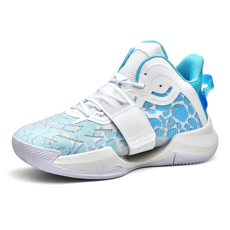 AQURIZE Womens Mens Basketball Shoes Fashion Neutral High Rebound Sport Shoes Breathable Anti Slip Sneakers Running Walking Tennis Shoes(WhiteBlue?43)