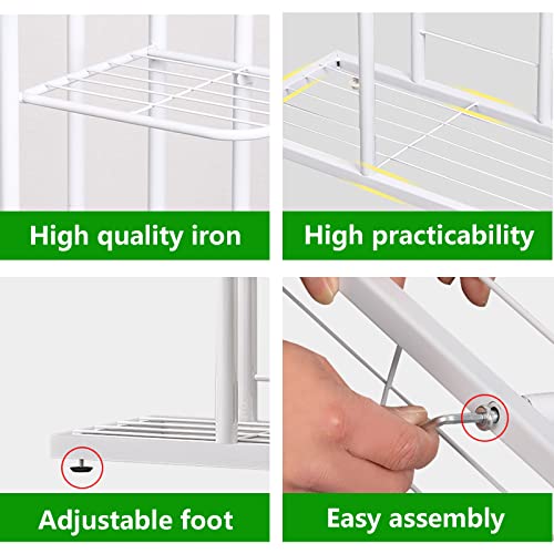 Image of LINZINAR Plant Stand Metal 6 Tier 7 Potted Multiple Flower Pot Holder Shelf Indoor Outdoor Planter Display Shelving Unit for Patio Garden Corner Balcony Living Room (6 Tier 7 Potted, White)