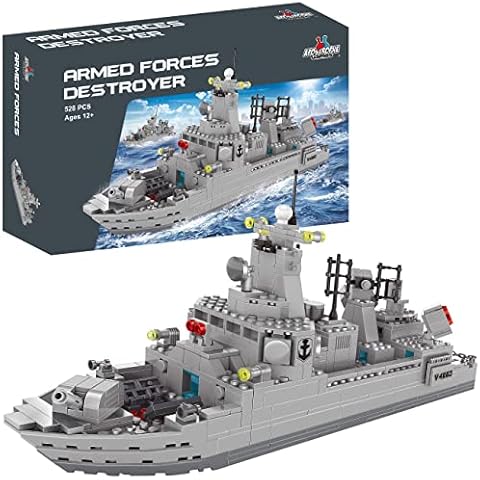 Apostrophe Games Navy Destroyer Building Block Set - 528 Pieces - Building Block Set for Kids and Adults - Compatible with All Building Bricks Cover