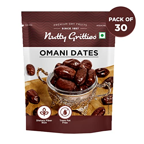 Image of Nutty Gritties Premium Dates - Omani (Khajoor) - 1,050g (Pack of 30 Eack Pack 35g)