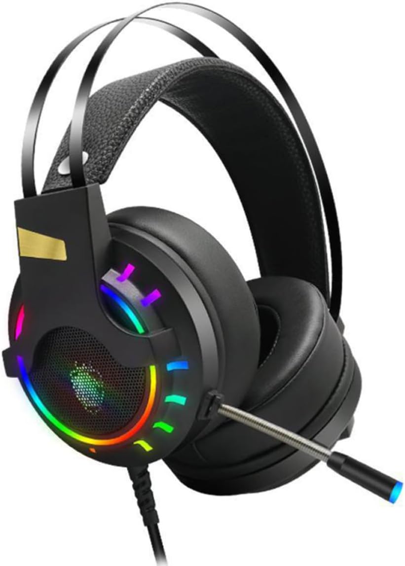 LRXIYODE Auriculares para Juegos USB 7.1 RGB con - Captura de jugabilidad, interfaz y rendimiento visual