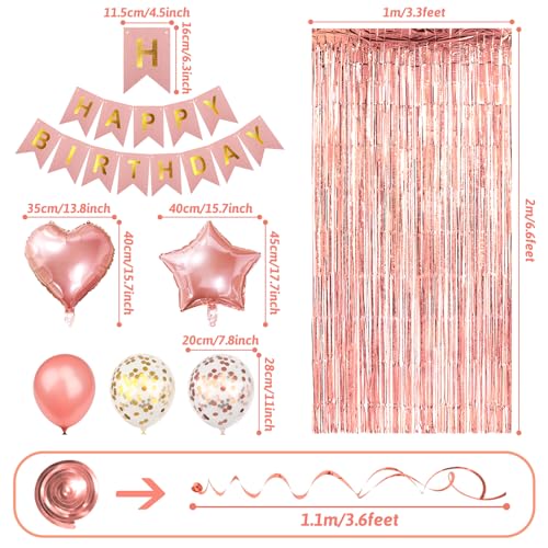 Recosis Birthday Decorations, Paper Pompoms Balloon Hanging Curtain Happy Birthday Decorations with Banner - Image 3