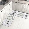 Collive Anti Fatigue Mats for Kitchen Floor Non Slip Kitchen Rugs Sets 2 Pieces, 17"x47"+17"x30" Comfort Cushioned Standing Mat Waterproof Farmhouse Kitchen Runner Rug Thick Throw Rug Doormat